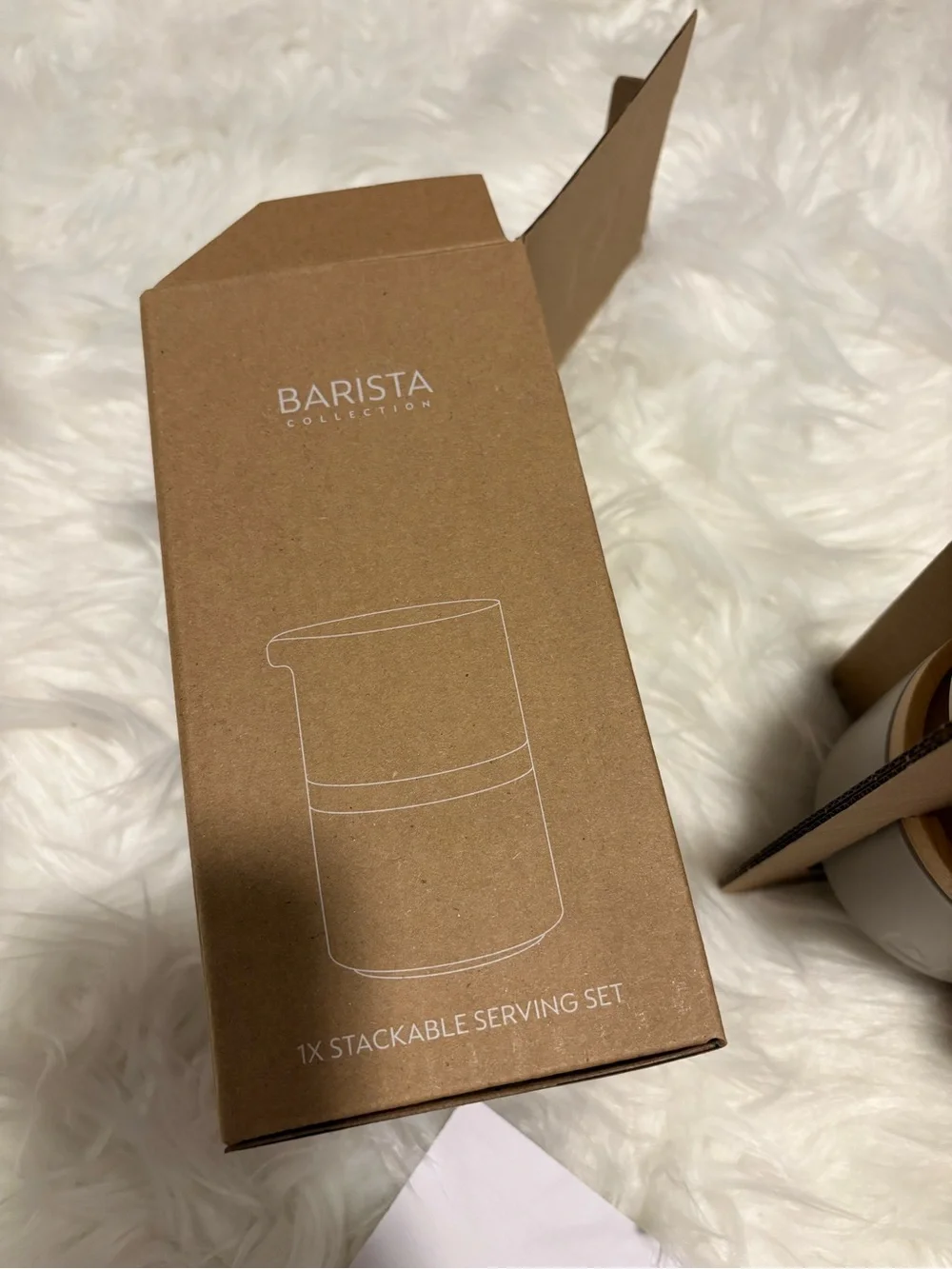 Nespresso Barista Stackable Serving Set - Cream and Gray with Cork Accent